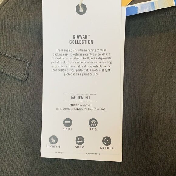 Exfficio Men’s Pants UPF30+ Kiawah Regular Size 42 Pebble Dark Green Outdoor NEW - Picture 8 of 16